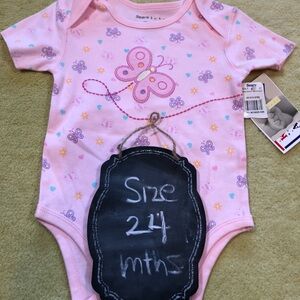 Sears Pink Butterfly Baby Onesie